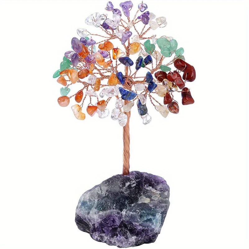1pc Albero Di Cristallo Di Ametista Naturale, Cristalli Di Guarigione Grezzi Base Di Fluorite Bonsai Albero Dei Soldi Per La Decorazione Della Tavola Del Ministero Degli Interni Ricchezza E Fortuna