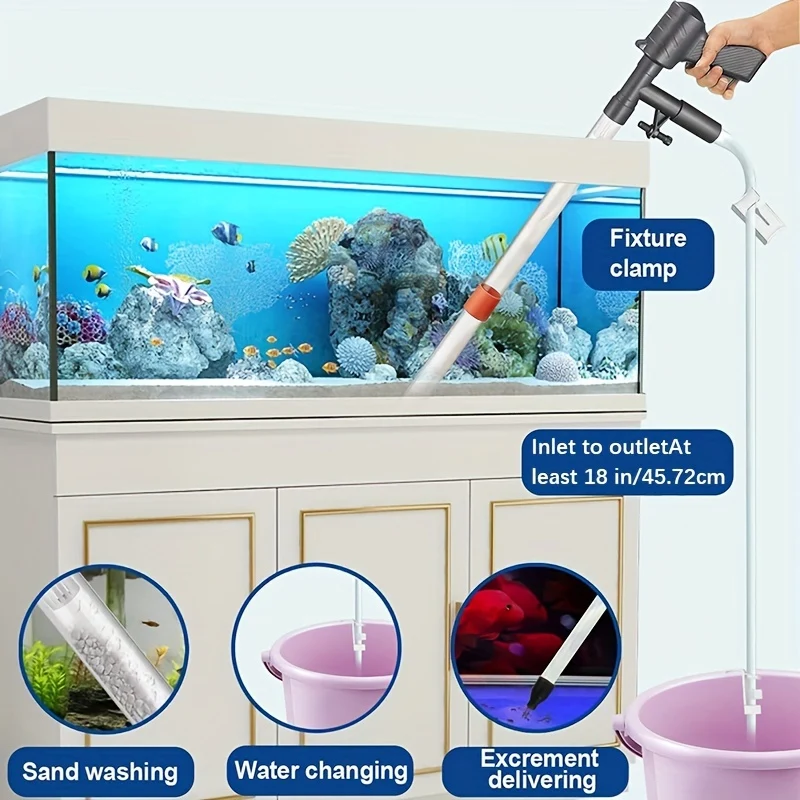 1pc Strumenti Per La Pulizia Dell'acquario, Aspirapolvere Per Ghiaia Per Acquario, Aspirapolvere Per Acquario Con Pulsante Di Pressione Dell'aria, Sifone Per Acquario Per Cambio Dell'acqua, Regolatore Del Flusso D'acqua Regolabile
