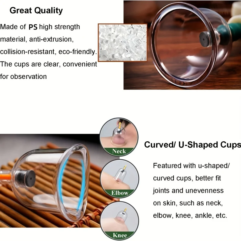 12/24 Pezzi, Set Per Coppettazione, Set Per Coppettazione Hijama Con Pompa, Ventose Per Vuoto Per Corpo Relex, Kit Di Coppettazione Per Massaggio, Terapia Fisica Per Coppettazione Dei Punti Di Agopuntura Cinese