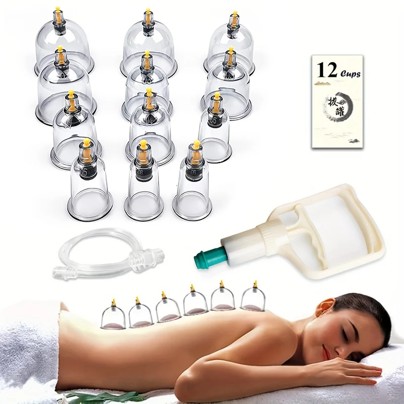 12/24 Pezzi, Set Per Coppettazione, Set Per Coppettazione Hijama Con Pompa, Ventose Per Vuoto Per Corpo Relex, Kit Di Coppettazione Per Massaggio, Terapia Fisica Per Coppettazione Dei Punti Di Agopuntura Cinese