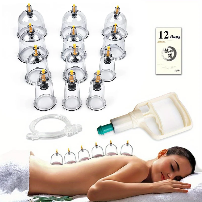 12/24 Pezzi, Set Per Coppettazione, Set Per Coppettazione Hijama Con Pompa, Ventose Per Vuoto Per Corpo Relex, Kit Di Coppettazione Per Massaggio, Terapia Fisica Per Coppettazione Dei Punti Di Agopuntura Cinese
