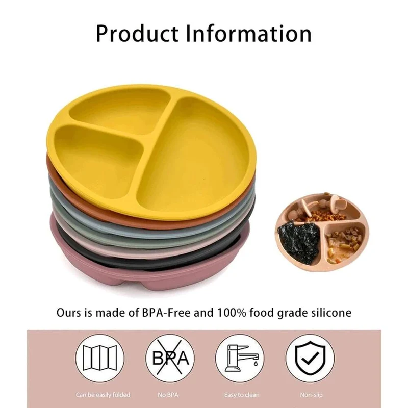 5pcs/set Ciotola In Silicone Per Bambini Con Ventosa, Set Di Forchette E Cucchiai In Legno, Set Di Bavaglini Impermeabili, Set Di Stoviglie Per L'addestramento Dei Bambini A Mangiare E Alimentarsi Al Tavolo