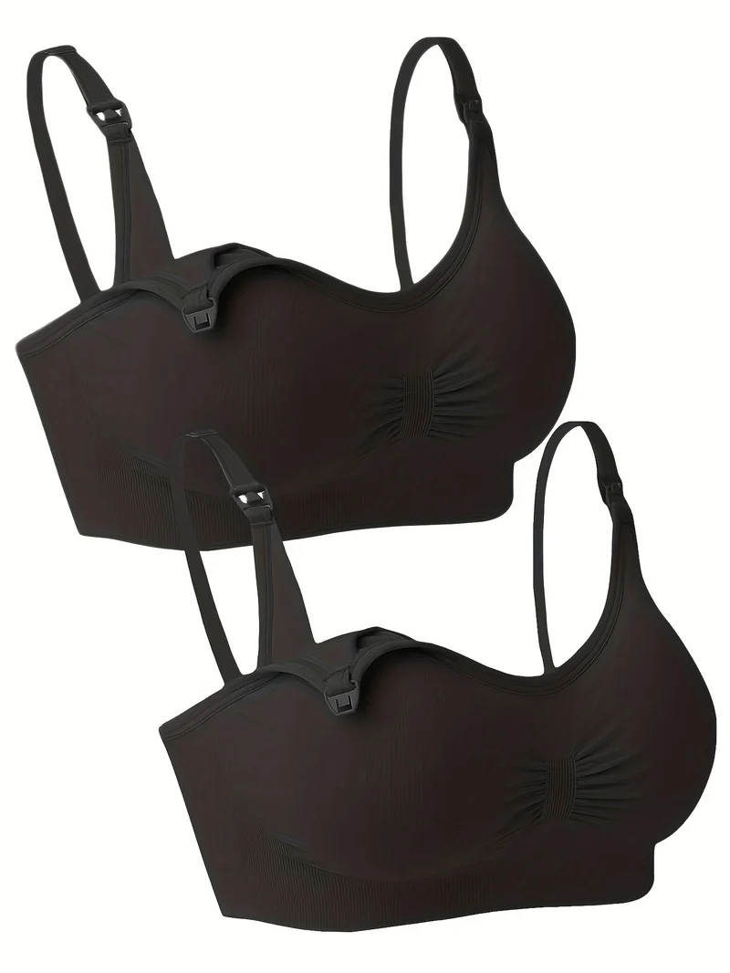 2 Pezzi Plus Size Lingerie Per L'alimentazione Senza Anello In Acciaio, Reggiseni Per Allattamento Oversize Con Fibbia Frontale Aperta, Biancheria Intima Per Maternità Senza Senso Di Schiavitù