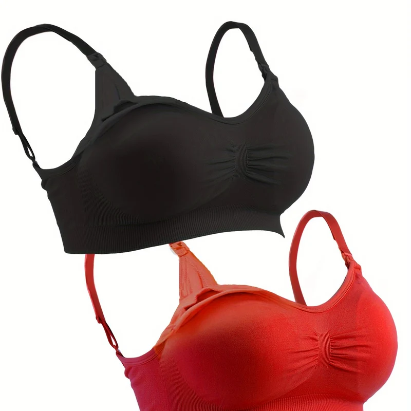 2 Pezzi Plus Size Lingerie Per L'alimentazione Senza Anello In Acciaio, Reggiseni Per Allattamento Oversize Con Fibbia Frontale Aperta, Biancheria Intima Per Maternità Senza Senso Di Schiavitù