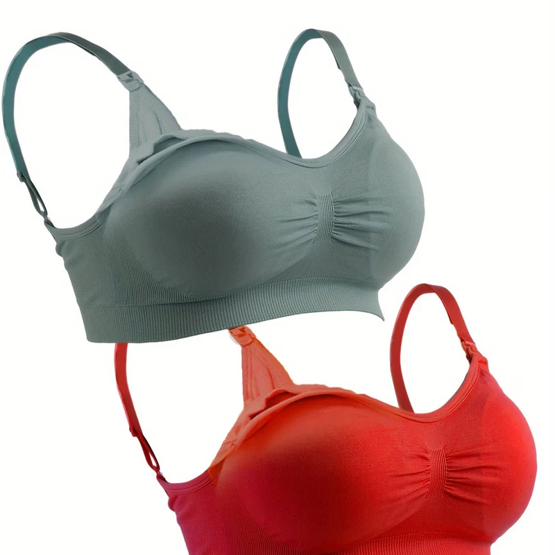 2 Pezzi Plus Size Lingerie Per L'alimentazione Senza Anello In Acciaio, Reggiseni Per Allattamento Oversize Con Fibbia Frontale Aperta, Biancheria Intima Per Maternità Senza Senso Di Schiavitù