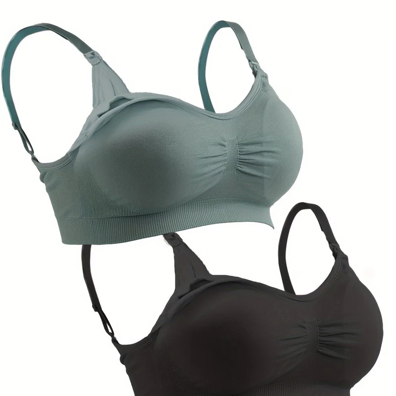 2 Pezzi Plus Size Lingerie Per L'alimentazione Senza Anello In Acciaio, Reggiseni Per Allattamento Oversize Con Fibbia Frontale Aperta, Biancheria Intima Per Maternità Senza Senso Di Schiavitù