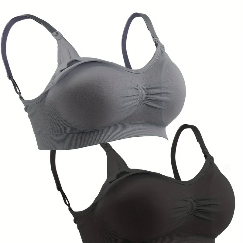 2 Pezzi Plus Size Lingerie Per L'alimentazione Senza Anello In Acciaio, Reggiseni Per Allattamento Oversize Con Fibbia Frontale Aperta, Biancheria Intima Per Maternità Senza Senso Di Schiavitù