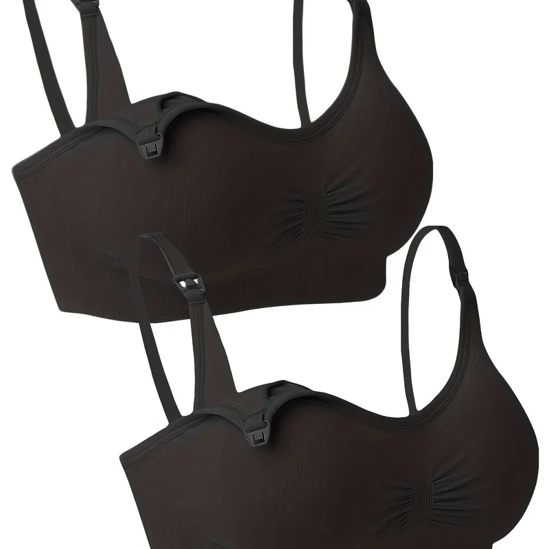2 Pezzi Plus Size Lingerie Per L'alimentazione Senza Anello In Acciaio, Reggiseni Per Allattamento Oversize Con Fibbia Frontale Aperta, Biancheria Intima Per Maternità Senza Senso Di Schiavitù