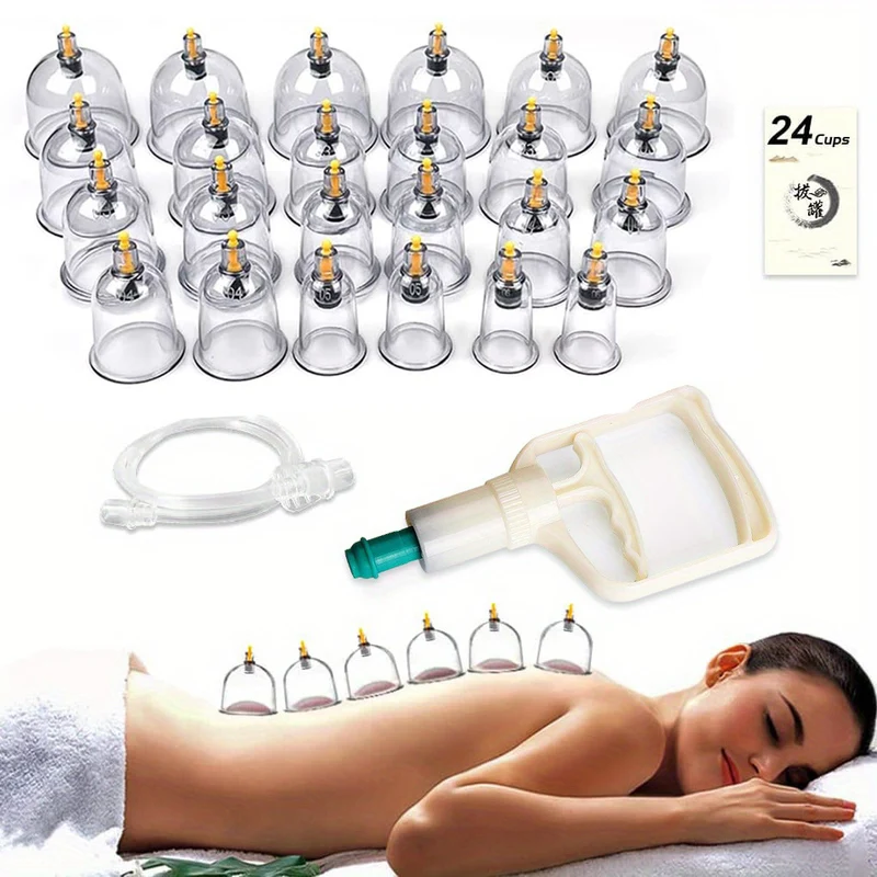 12/24 Pezzi, Set Per Coppettazione, Set Per Coppettazione Hijama Con Pompa, Ventose Per Vuoto Per Corpo Relex, Kit Di Coppettazione Per Massaggio, Terapia Fisica Per Coppettazione Dei Punti Di Agopuntura Cinese