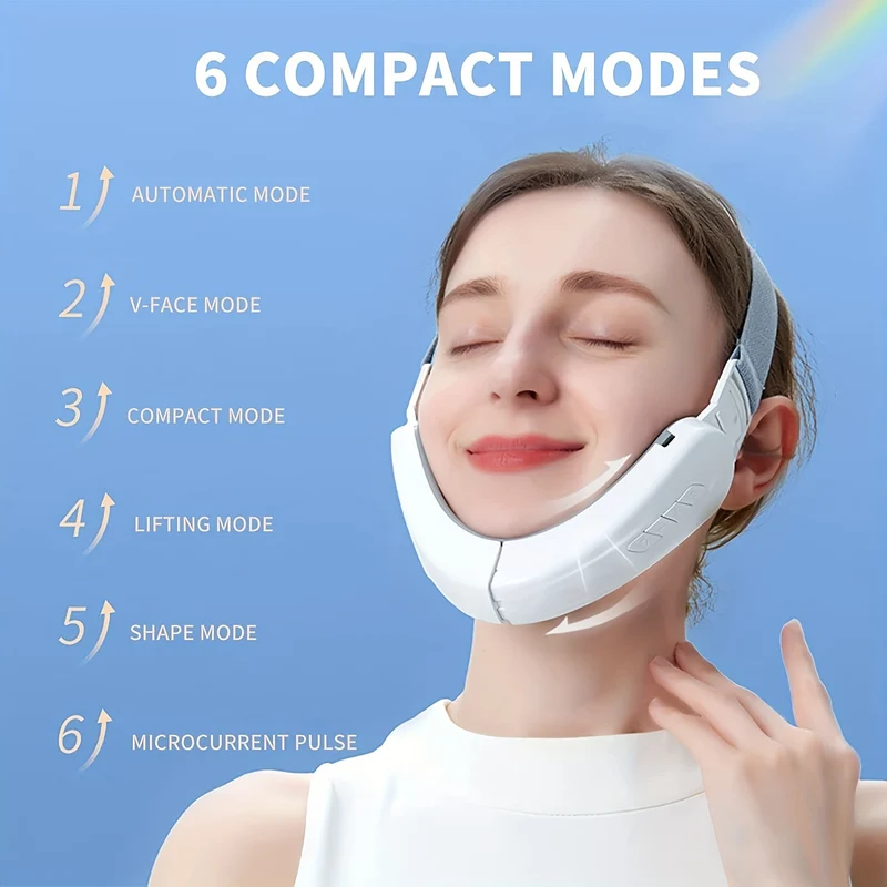 1pc Doppio Riduttore Per Il Mento, Cintura Di Bellezza Elettrica Modellante Per Il Viso A V, Massaggiatore Viso Rassodante Per Sollevamento Intelligente Per Un Aspetto Giovanile, Massaggiatore Viso Intelligente, Regali Per Mamma Donna Compleanno Natale