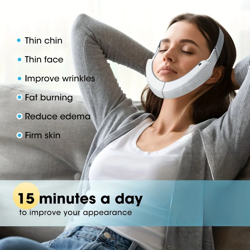 1pc Doppio Riduttore Per Il Mento, Cintura Di Bellezza Elettrica Modellante Per Il Viso A V, Massaggiatore Viso Rassodante Per Sollevamento Intelligente Per Un Aspetto Giovanile, Massaggiatore Viso Intelligente, Regali Per Mamma Donna Compleanno Natale
