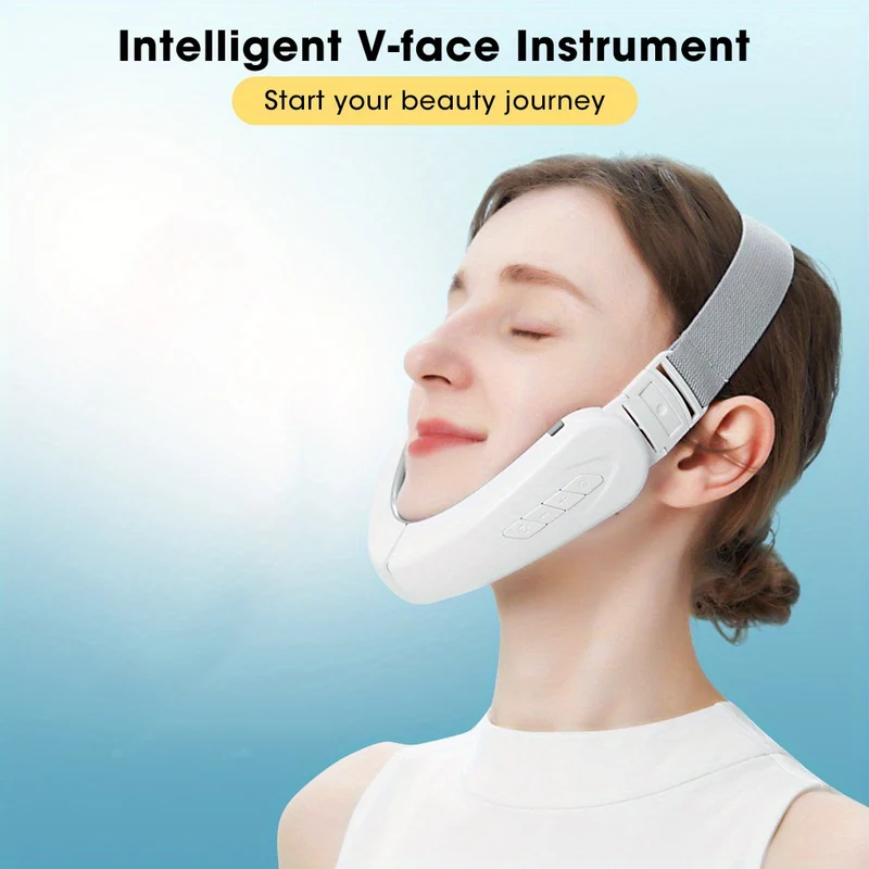 1pc Doppio Riduttore Per Il Mento, Cintura Di Bellezza Elettrica Modellante Per Il Viso A V, Massaggiatore Viso Rassodante Per Sollevamento Intelligente Per Un Aspetto Giovanile, Massaggiatore Viso Intelligente, Regali Per Mamma Donna Compleanno Natale