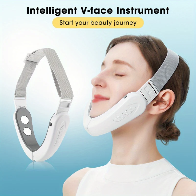 1pc Doppio Riduttore Per Il Mento, Cintura Di Bellezza Elettrica Modellante Per Il Viso A V, Massaggiatore Viso Rassodante Per Sollevamento Intelligente Per Un Aspetto Giovanile, Massaggiatore Viso Intelligente, Regali Per Mamma Donna Compleanno Natale