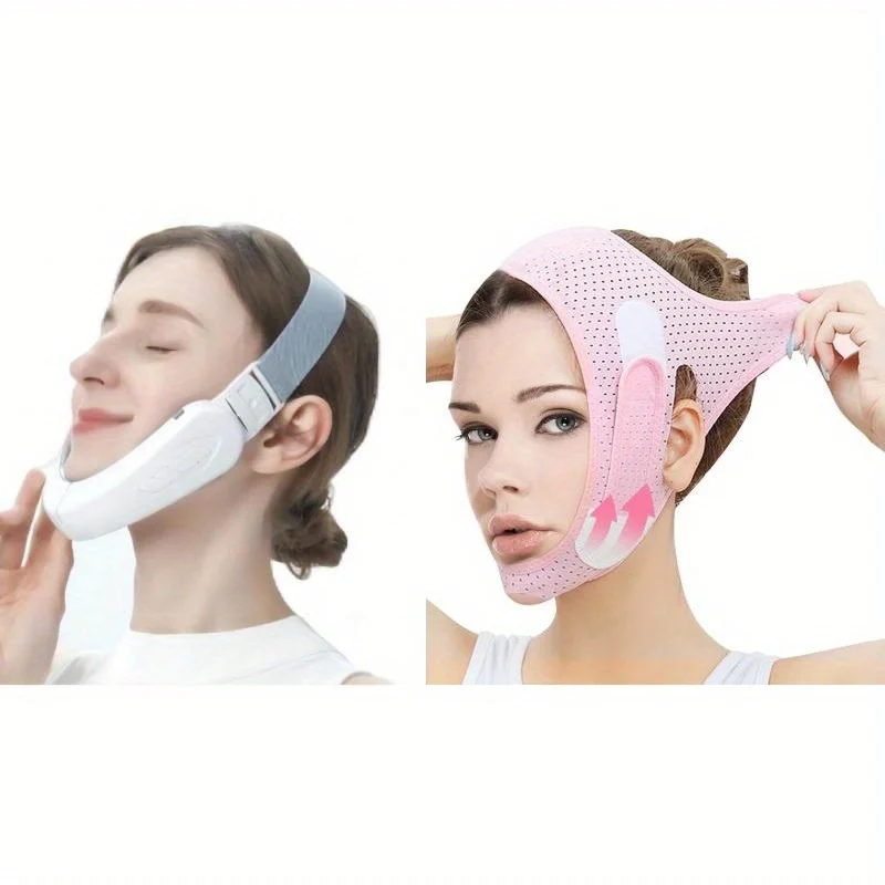 1pc Doppio Riduttore Per Il Mento, Cintura Di Bellezza Elettrica Modellante Per Il Viso A V, Massaggiatore Viso Rassodante Per Sollevamento Intelligente Per Un Aspetto Giovanile, Massaggiatore Viso Intelligente, Regali Per Mamma Donna Compleanno Natale