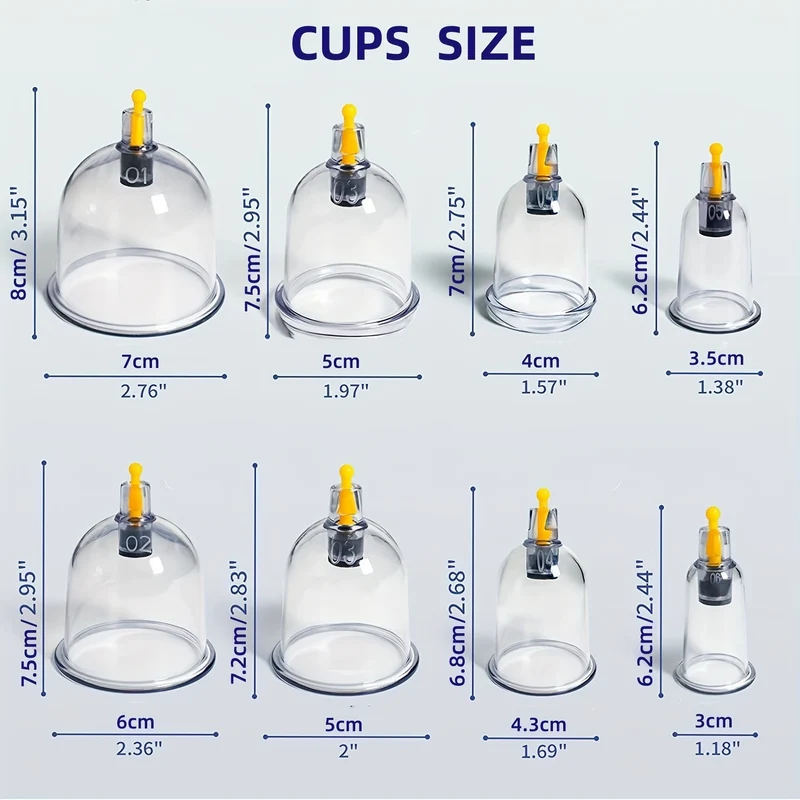 12/24 Pezzi, Set Per Coppettazione, Set Per Coppettazione Hijama Con Pompa, Ventose Per Vuoto Per Corpo Relex, Kit Di Coppettazione Per Massaggio, Terapia Fisica Per Coppettazione Dei Punti Di Agopuntura Cinese