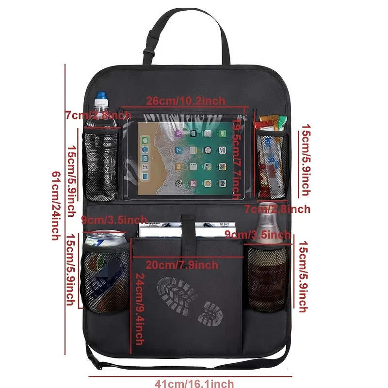 2 borse portaoggetti per sedile posteriore auto - 6 tasche per tablet, computer, libri, giocattoli, tazze e bottiglie - Borsa da appendere con tappetino anti-calcio - Perfetta per la protezione dello schienale del sedile dell'auto, regalo di Natale