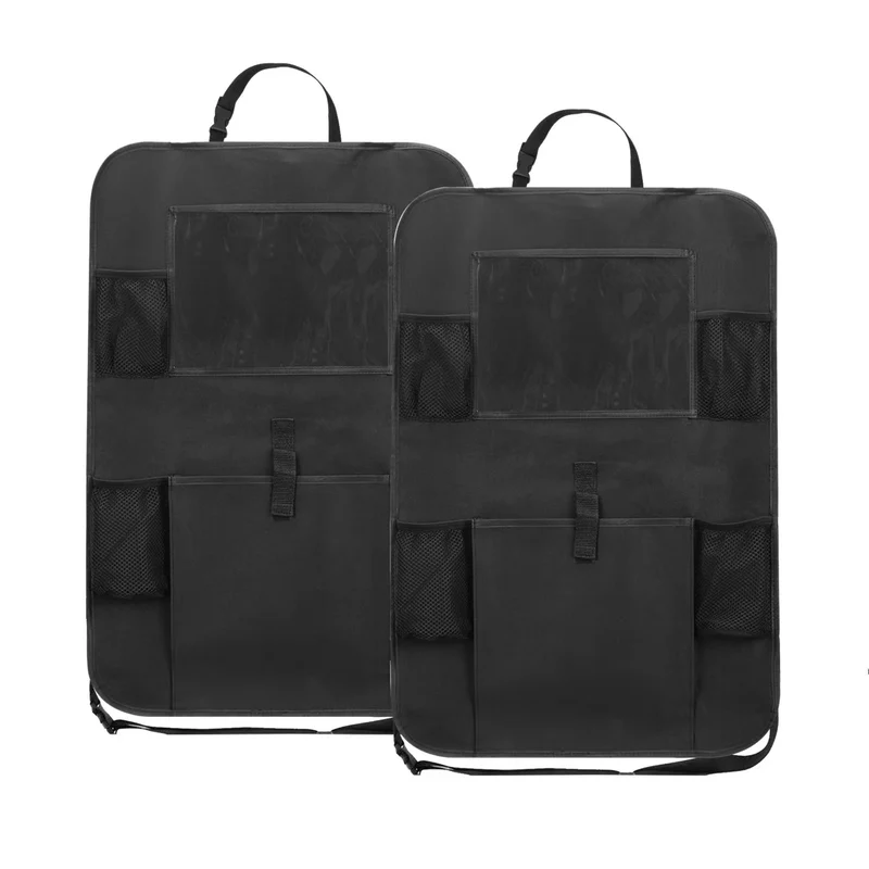 2 borse portaoggetti per sedile posteriore auto - 6 tasche per tablet, computer, libri, giocattoli, tazze e bottiglie - Borsa da appendere con tappetino anti-calcio - Perfetta per la protezione dello schienale del sedile dell'auto, regalo di Natale