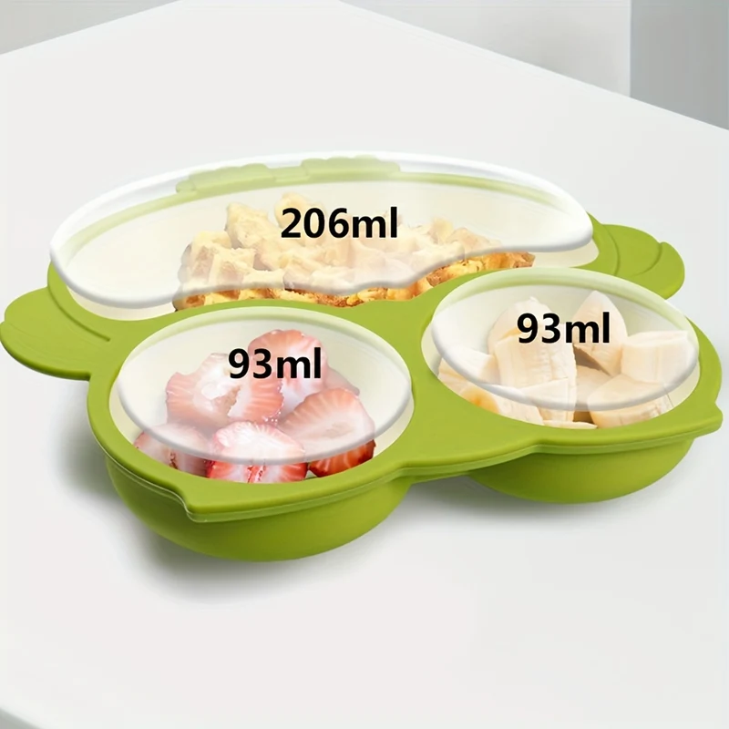 Set Di Alimenti Per Lo Svezzamento Del Bambino| Forniture Per L'alimentazione Del Bambino| Set Cibo Per Bambini| Bavaglino In Silicone, Ciotola, Tazza Con Beccuccio Con Coperchio Per Snack, Piatto Fox Diviso E Utensili| Prima Fase Della Vita