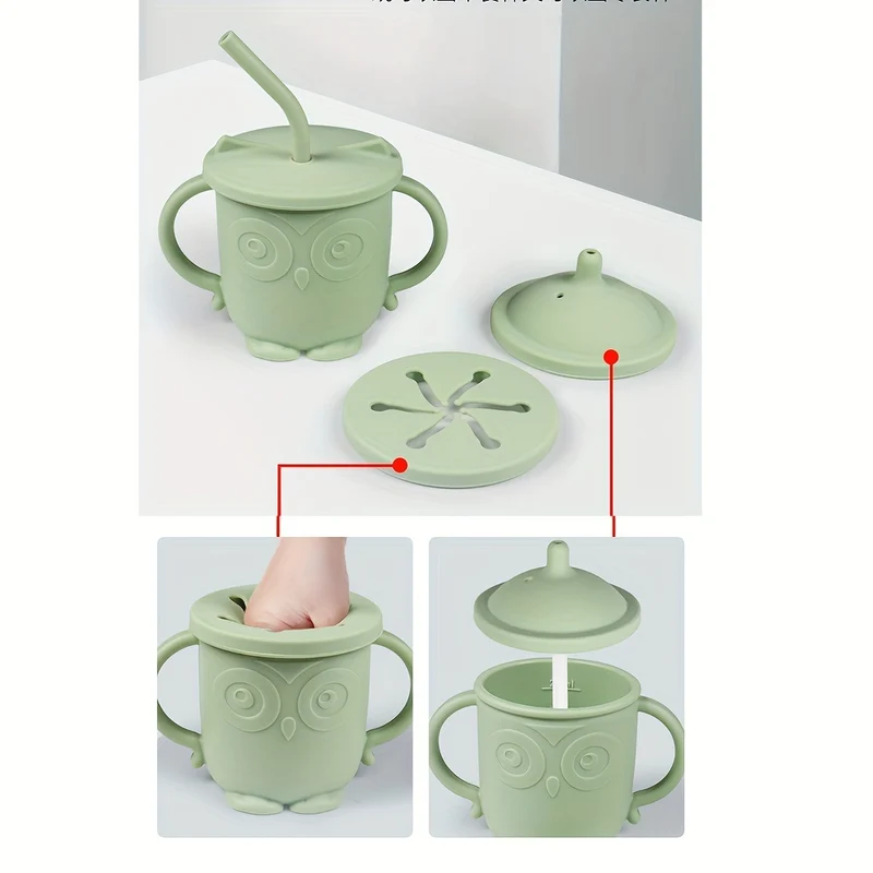 Set Di Alimenti Per Lo Svezzamento Del Bambino| Forniture Per L'alimentazione Del Bambino| Set Cibo Per Bambini| Bavaglino In Silicone, Ciotola, Tazza Con Beccuccio Con Coperchio Per Snack, Piatto Fox Diviso E Utensili| Prima Fase Della Vita