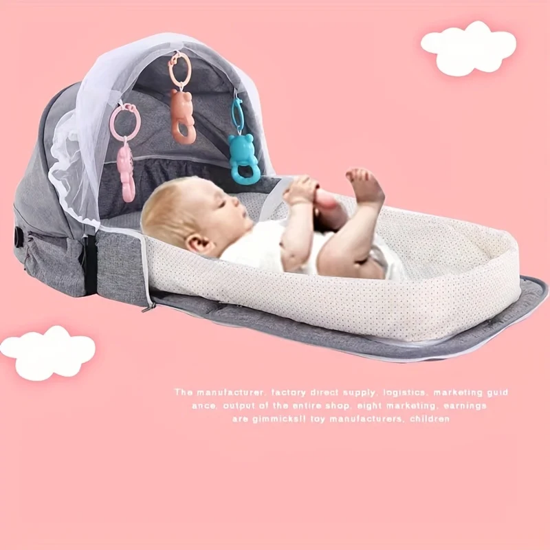 Lettino da viaggio portatile per lettino per bambini, lettino da viaggio per bambini, lettino da trasporto pieghevole per interni ed esterni, per bambini da 0 a 18 mesi, Natale, Halloween, regalo per il giorno del Ringraziamento