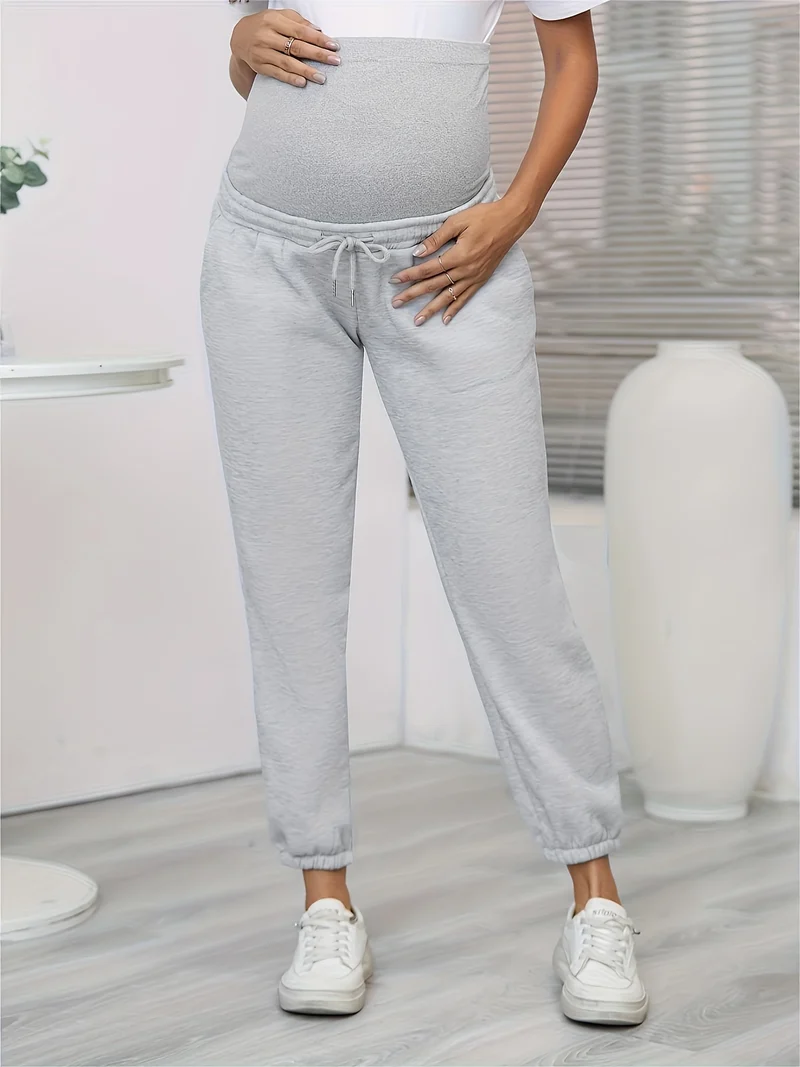 Comodi Ed Elasticizzati A Vita Alta Con Supporto Per La Pancia, Pantaloni Della Tuta Premaman, Pantaloni Da Jogging Traspiranti Leggermente Elasticizzati Per Donne Incinte