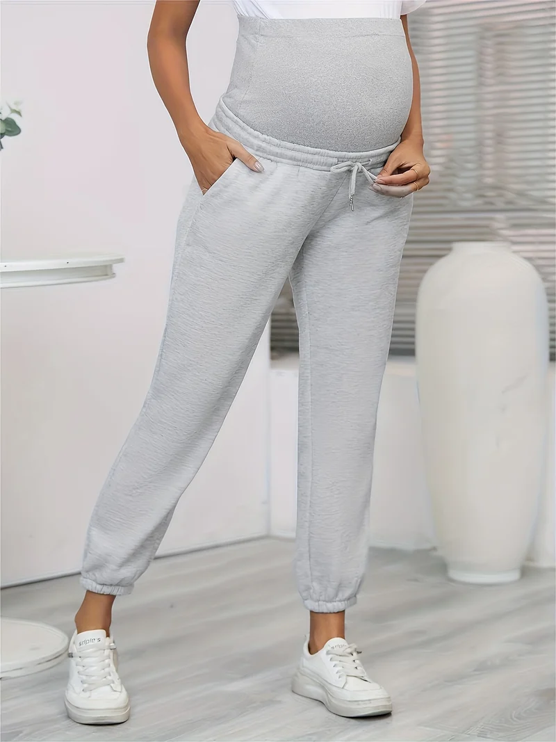 Comodi Ed Elasticizzati A Vita Alta Con Supporto Per La Pancia, Pantaloni Della Tuta Premaman, Pantaloni Da Jogging Traspiranti Leggermente Elasticizzati Per Donne Incinte