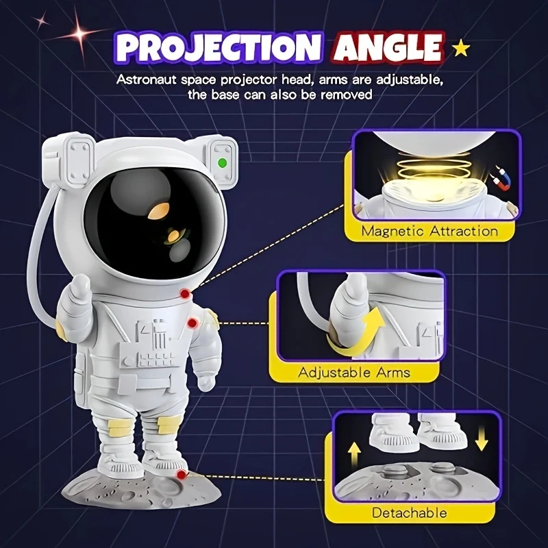 Proiettore Stellare Per Astronauti Luce Notturna - Proiettore Spaziale Nebula Lampada Per Proiezione A Soffitto Con Timer, Telecomando E Regolabile A 360 °, Per Camere Da Letto, Sala Giochi