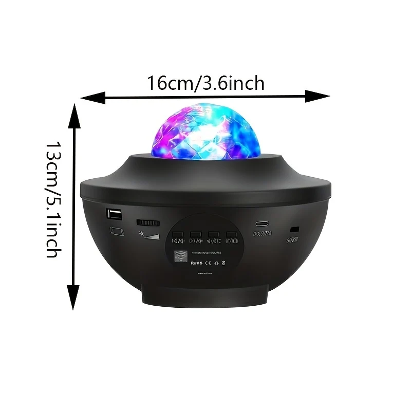 Luce notturna per proiettore stellare 1pz con controllo vocale, effetti di luce multipli, onda oceanica 4 in 1, proiettore per luce notturna stellare, home theater, controlli APP, roll to the music, soffitto, luce della stanza