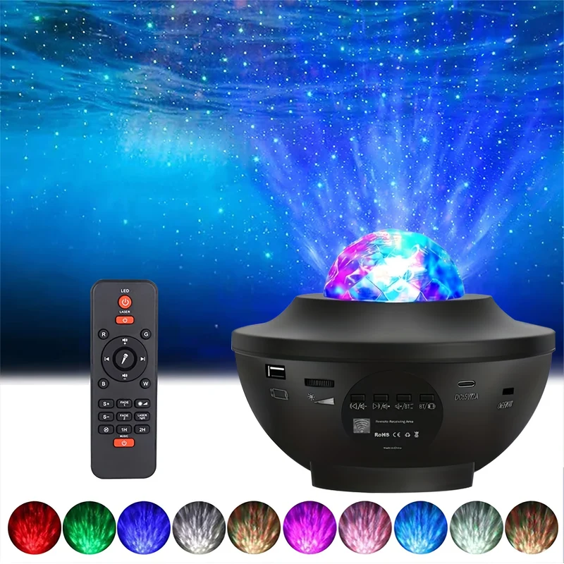 Luce notturna per proiettore stellare 1pz con controllo vocale, effetti di luce multipli, onda oceanica 4 in 1, proiettore per luce notturna stellare, home theater, controlli APP, roll to the music, soffitto, luce della stanza