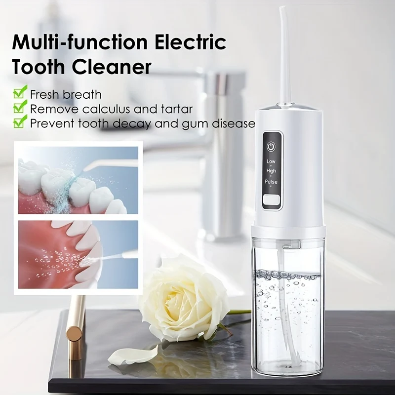 Irrigatore Per Filo Interdentale Portatile Ricaricabile 4 In 1, Irrigatore Orale Da 230 Ml, 3 Modalità, Per La Cura Quotidiana Dei Denti Di Uomini E Donne