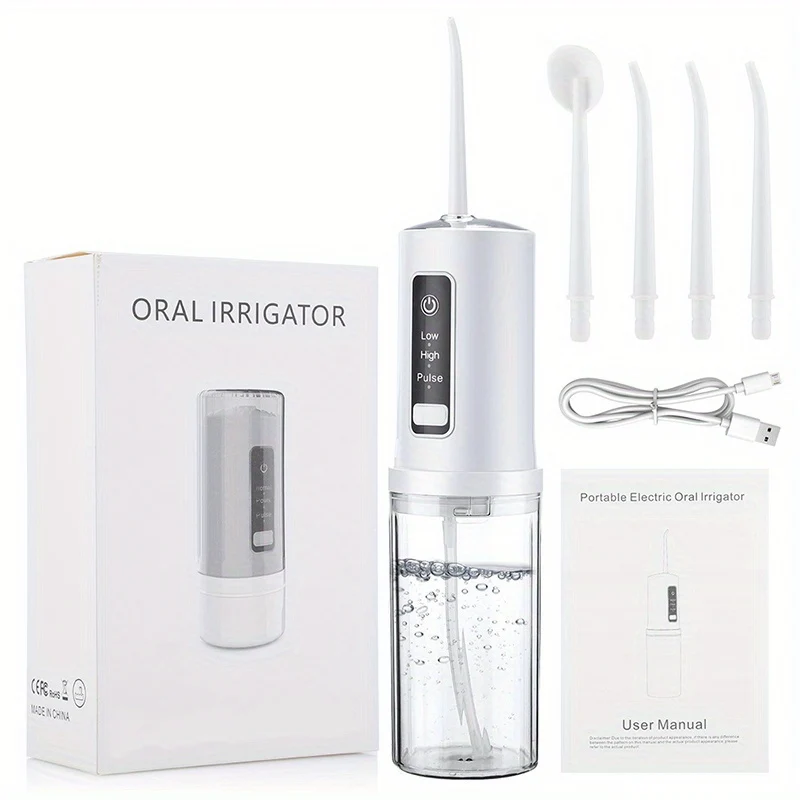 Irrigatore Per Filo Interdentale Portatile Ricaricabile 4 In 1, Irrigatore Orale Da 230 Ml, 3 Modalità, Per La Cura Quotidiana Dei Denti Di Uomini E Donne