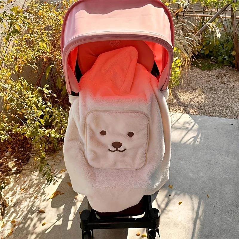 Orso Ricamo Passeggino Coperta Antivento, Coperta Calda Per Uscire Coperta Da Trasporto Portatile, Mantello Autunno Inverno Parabrezza Passeggino Coperta Da Viaggio Sgabello Antivento Copertura Ispessita Calda