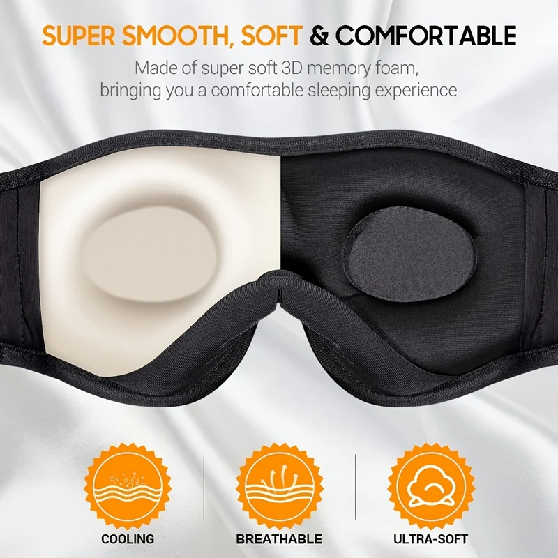 Maschera Per Dormire Da 1 Pezzo Con Cuffie BT, Cuffie Per Dormire, Maschera Per Dormire Cuffie Per Dormire 3D Per Chi Dorme Sul Fianco Miglior Regalo Ed Essenziale Per Il Viaggio