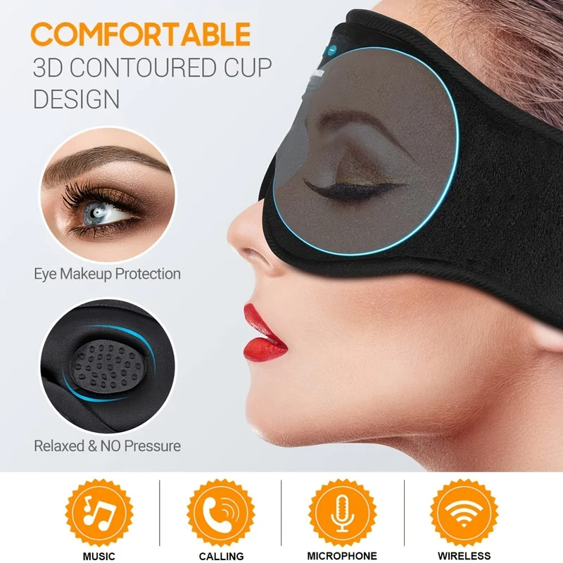 Maschera Per Dormire Da 1 Pezzo Con Cuffie BT, Cuffie Per Dormire, Maschera Per Dormire Cuffie Per Dormire 3D Per Chi Dorme Sul Fianco Miglior Regalo Ed Essenziale Per Il Viaggio