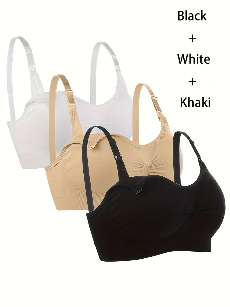 3 Set Di Reggiseni Premaman Con Clip, Comodo Reggiseno Per Allattamento Senza Fili A Copertura Totale, Biancheria Intima E Lingerie Da Donna