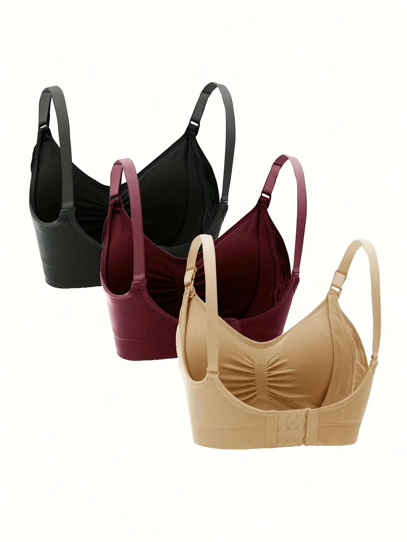 3 Set Di Reggiseni Premaman Con Clip, Comodo Reggiseno Per Allattamento Senza Fili A Copertura Totale, Biancheria Intima E Lingerie Da Donna