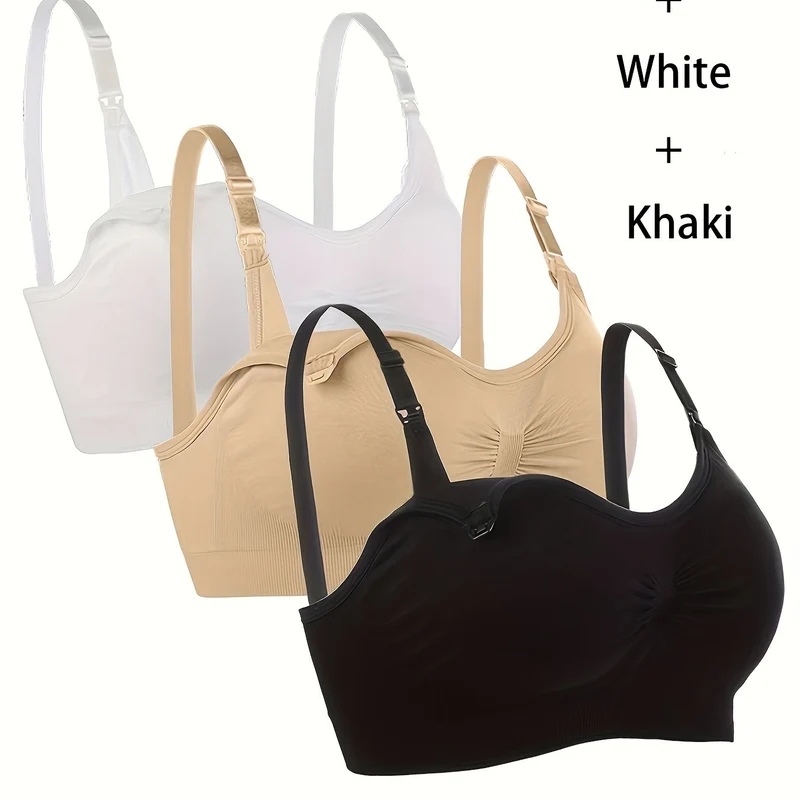 3 Set Di Reggiseni Premaman Con Clip, Comodo Reggiseno Per Allattamento Senza Fili A Copertura Totale, Biancheria Intima E Lingerie Da Donna