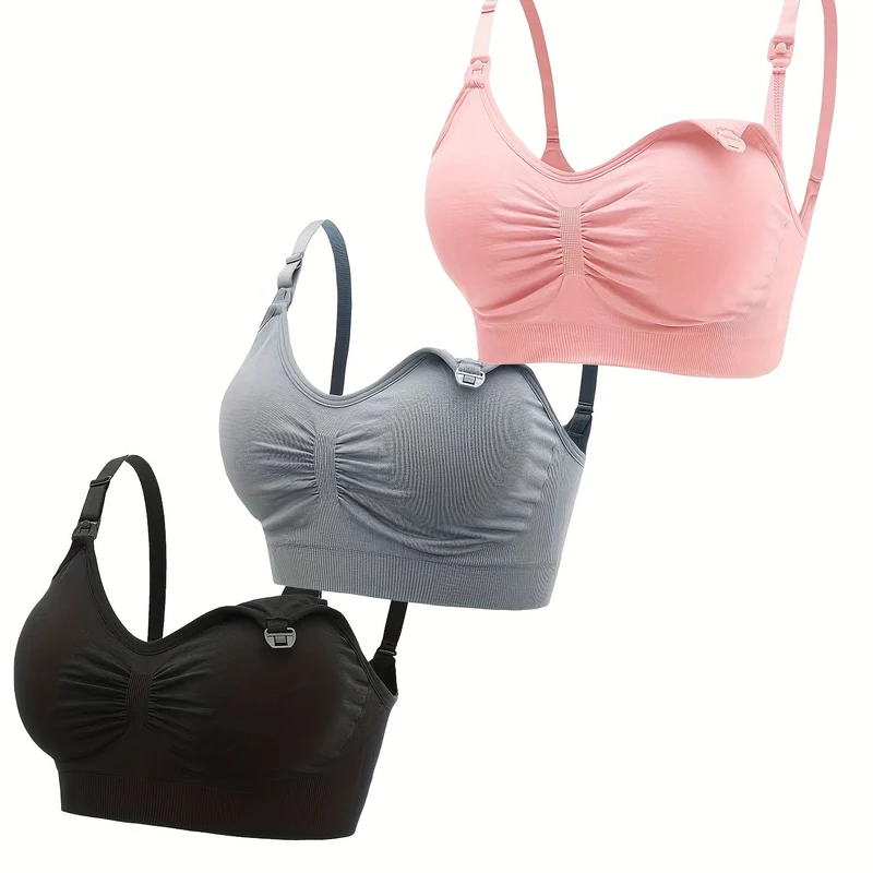 3 Set Di Reggiseni Premaman Con Clip, Comodo Reggiseno Per Allattamento Senza Fili A Copertura Totale, Biancheria Intima E Lingerie Da Donna