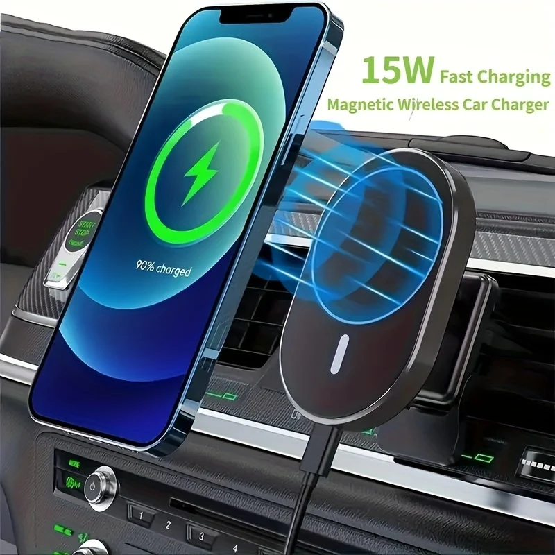 Caricatore per auto wireless da 15 W: ricarica rapida per telefoni cellulari con staffa magnetica