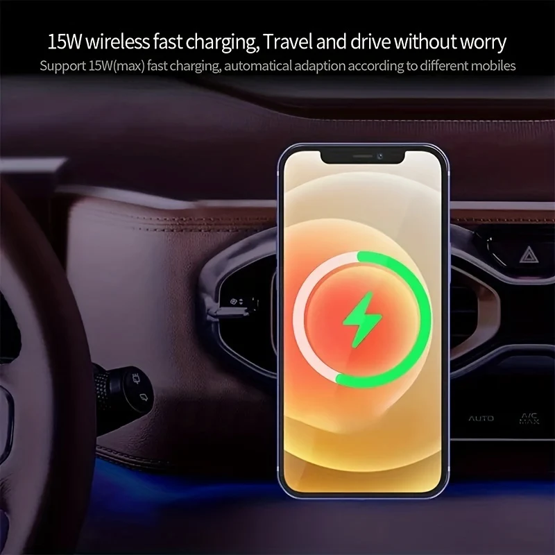 Caricatore per auto wireless da 15 W: ricarica rapida per telefoni cellulari con staffa magnetica