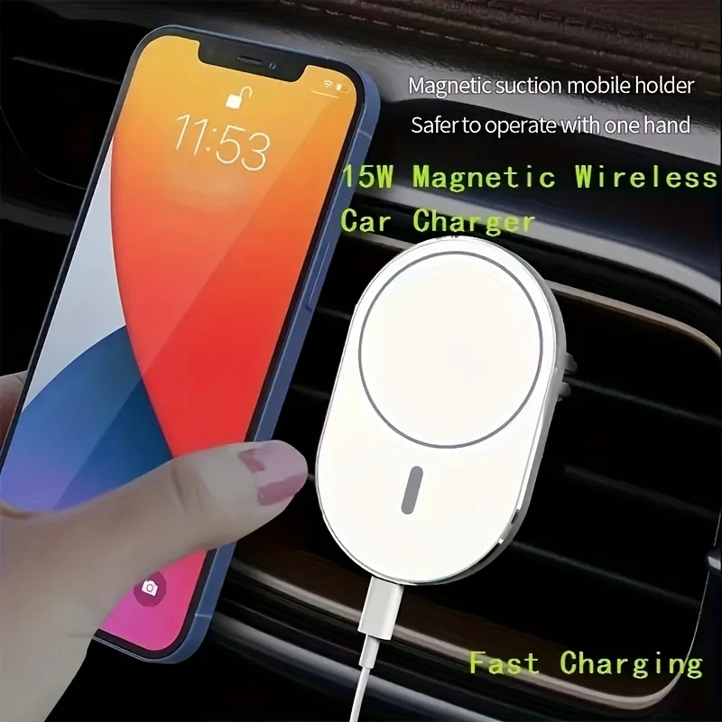 Caricatore per auto wireless da 15 W: ricarica rapida per telefoni cellulari con staffa magnetica