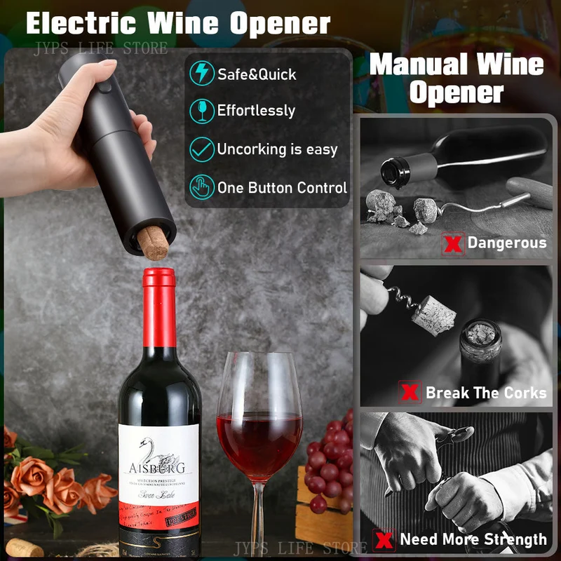 Set Di Apribottiglie Elettrico Apribottiglie Automatico Per Vino Rosso Con Cavatappi Per Taglierina Per Vino Per Accessori Da Cucina Per Amanti Del Vino Da Festa Regalo