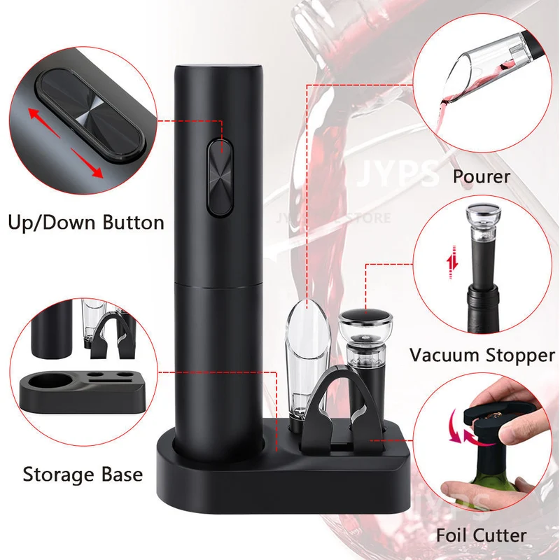 Set Di Apribottiglie Elettrico Apribottiglie Automatico Per Vino Rosso Con Cavatappi Per Taglierina Per Vino Per Accessori Da Cucina Per Amanti Del Vino Da Festa Regalo