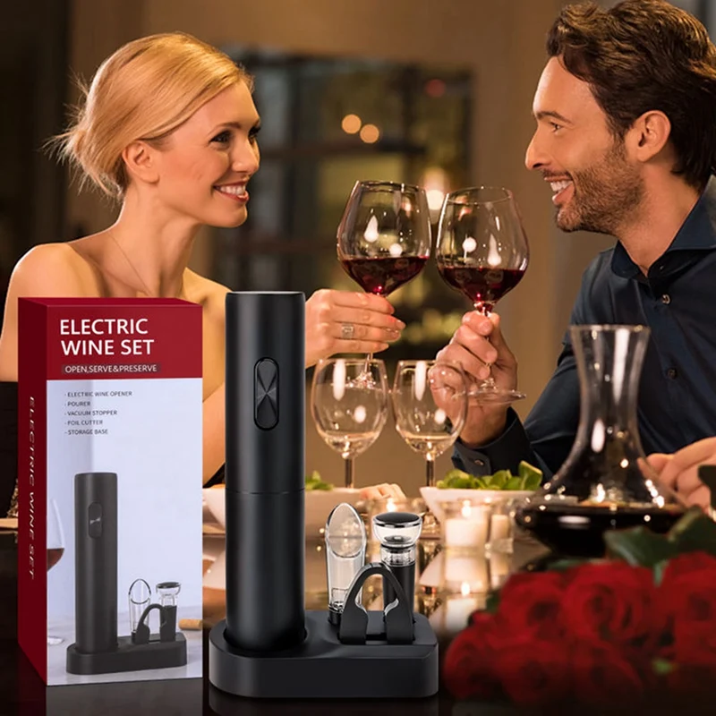 Set Di Apribottiglie Elettrico Apribottiglie Automatico Per Vino Rosso Con Cavatappi Per Taglierina Per Vino Per Accessori Da Cucina Per Amanti Del Vino Da Festa Regalo