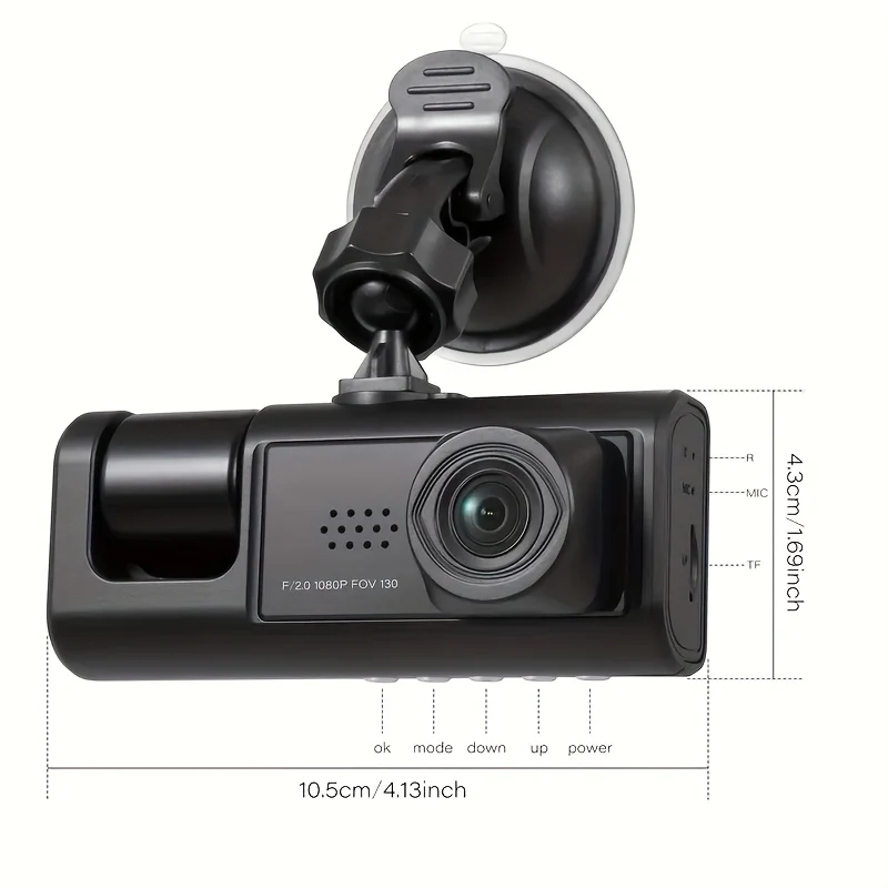 FHD 1080P 3 Canali Dash Camera Anteriore E Posteriore All'interno Del Cruscotto IR Night Vision Registrazione In Loop G-Sensor Telecamera Per Auto DVR Con IPS Da 5,08 Cm