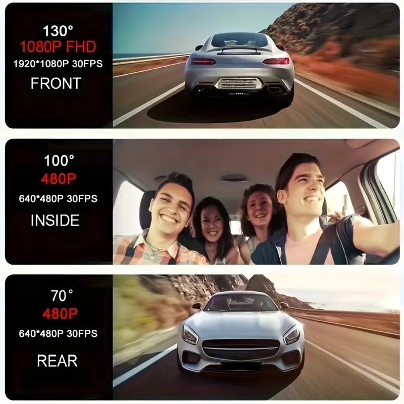 FHD 1080P 3 Canali Dash Camera Anteriore E Posteriore All'interno Del Cruscotto IR Night Vision Registrazione In Loop G-Sensor Telecamera Per Auto DVR Con IPS Da 5,08 Cm