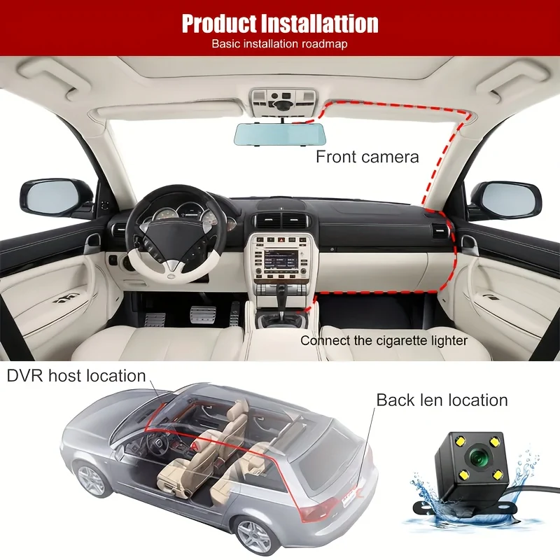 FHD 1080P 3 Canali Dash Camera Anteriore E Posteriore All'interno Del Cruscotto IR Night Vision Registrazione In Loop G-Sensor Telecamera Per Auto DVR Con IPS Da 5,08 Cm
