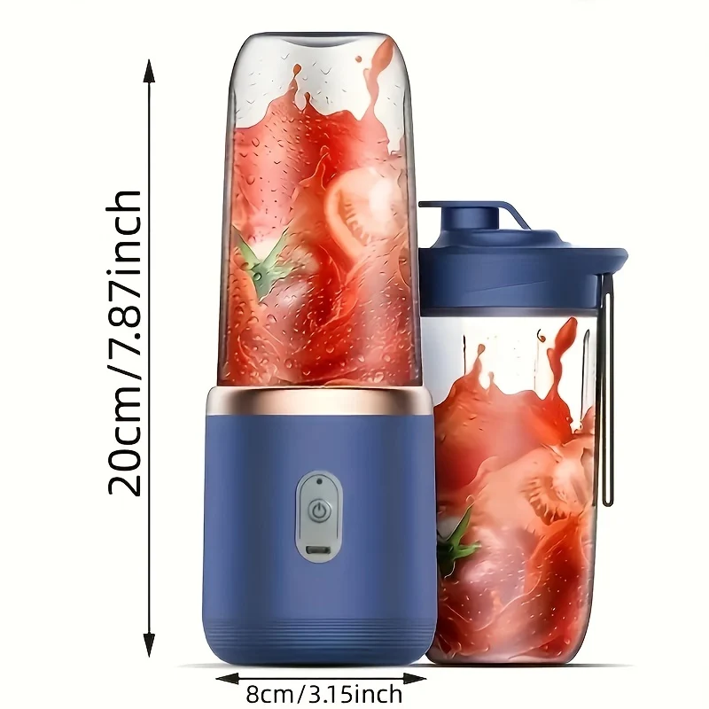 2 Tazze, Spremiagrumi Portatile, 1 Frullato Di Frutta E Frappè, Spremiagrumi Wireless, Mixer Con Ricarica USB Per Alimenti Per Bambini, Palestra, Casa, Viaggio