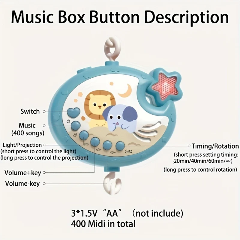 Giocattoli Da Comodino Per Bambini: Campanello Per Passeggino, Rotatore Musicale, Luce Di Proiezione Con Telecomando E Altro: Comfort Perfetto Per I Neonati! Regali Di Natale Del Ringraziamento Di Halloween