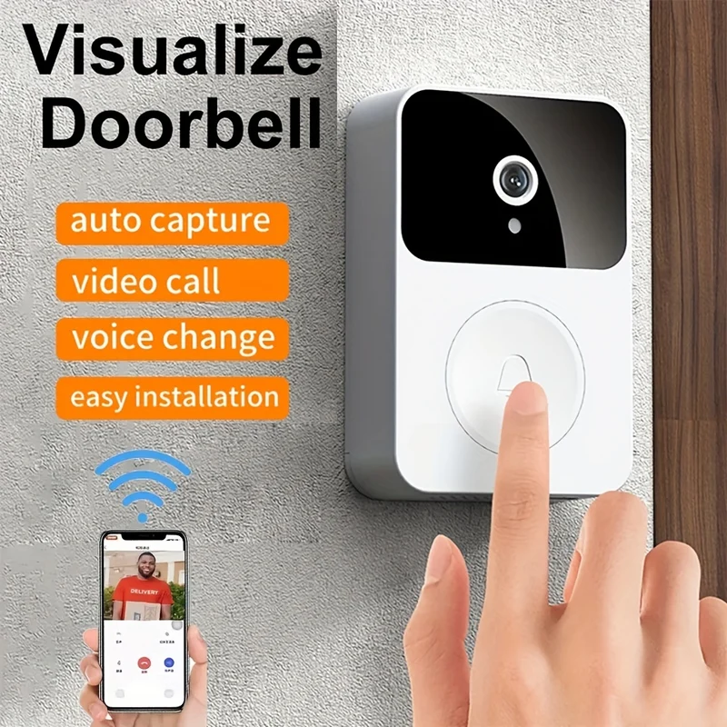 Campanello Video Wireless 1pc Con Telecamera, Telecamera Visiva Intelligente Grandangolare, Campanello Di Sicurezza Ricaricabile WiFi, Rilevamento Del Movimento Audio A 2 Vie, Visione Notturna HD Supporta Solo Telecamera Wi-Fi 2.4G